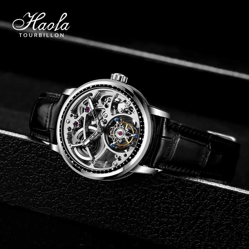 Haofa Automatic Tourbillon Mechanical Watches for Men Sapphire Hollow Movement Mens Watch Luxury Business Casual Wristwatch 1931