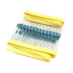 100pcs 1/4W Metal film resistor 1R ~ 1M 100R 220R 330R 1K 1.5K 2.2K 3.3K 4.7K 10K 22K 47K 100K 100 220 330 1K5 2K2 3K3 4K7 ohm