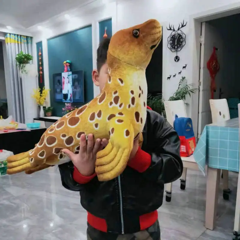 60-100cm Cute Simulation Animal Plush Toys Stuffed Seal Dolls Vivid Leopard Dog Dolls Kids Gift Home Decor