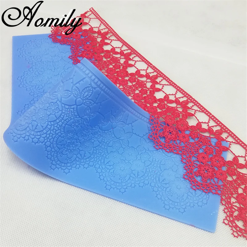 Aomily Lace Flower Wedding Cake Silicone Beautiful Flower Lace Fondant Mold Mousse Sugar Craft Icing Mat Pastry Tool 40x10cm