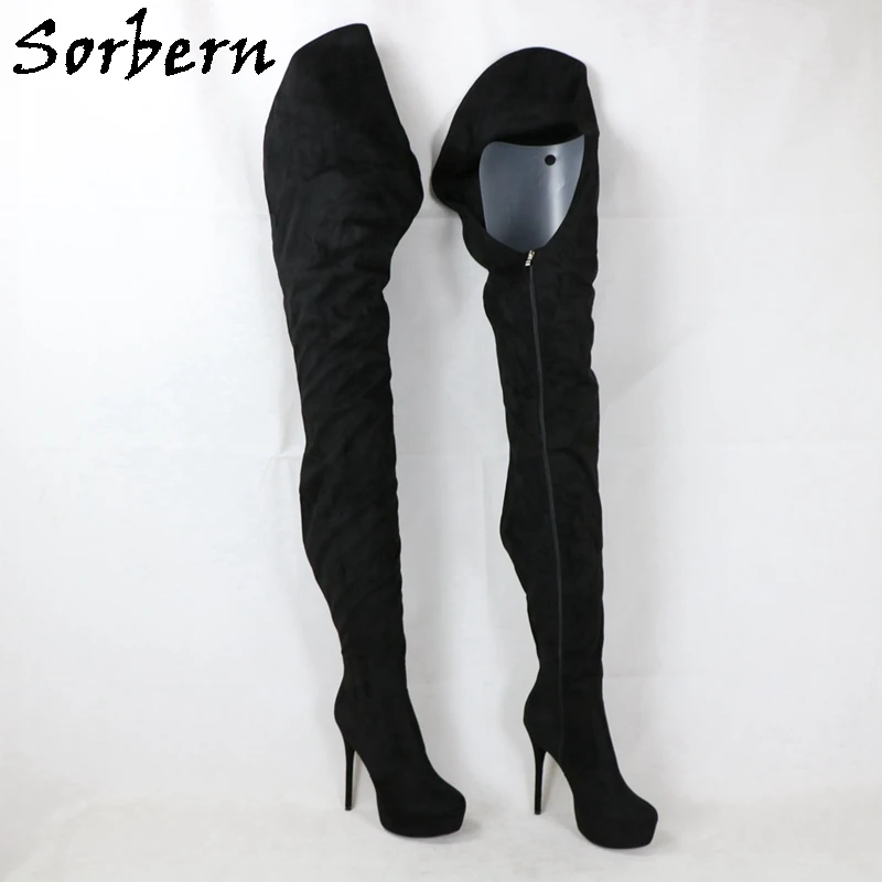 Sorbern Customized 80cm Long Boots Women Crotch Thigh High Heel Platform Asymmetry Outside Long Inside Short For Drag Queen