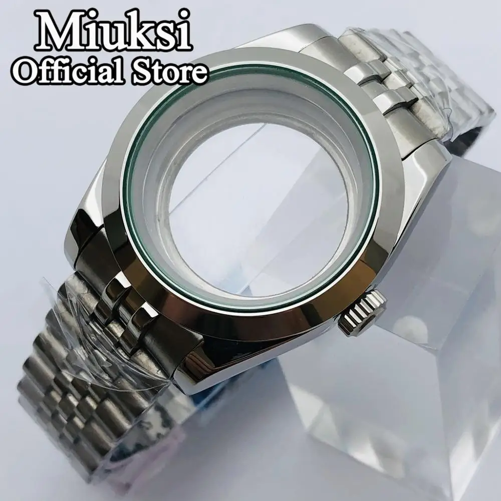 Miuksi 36mm/40mm sapphire glass silver watch case fit NH35 NH36 ETA2824 2836 Mingzhu DG2813 3804 Miyota8205 8215 PT5000 movement