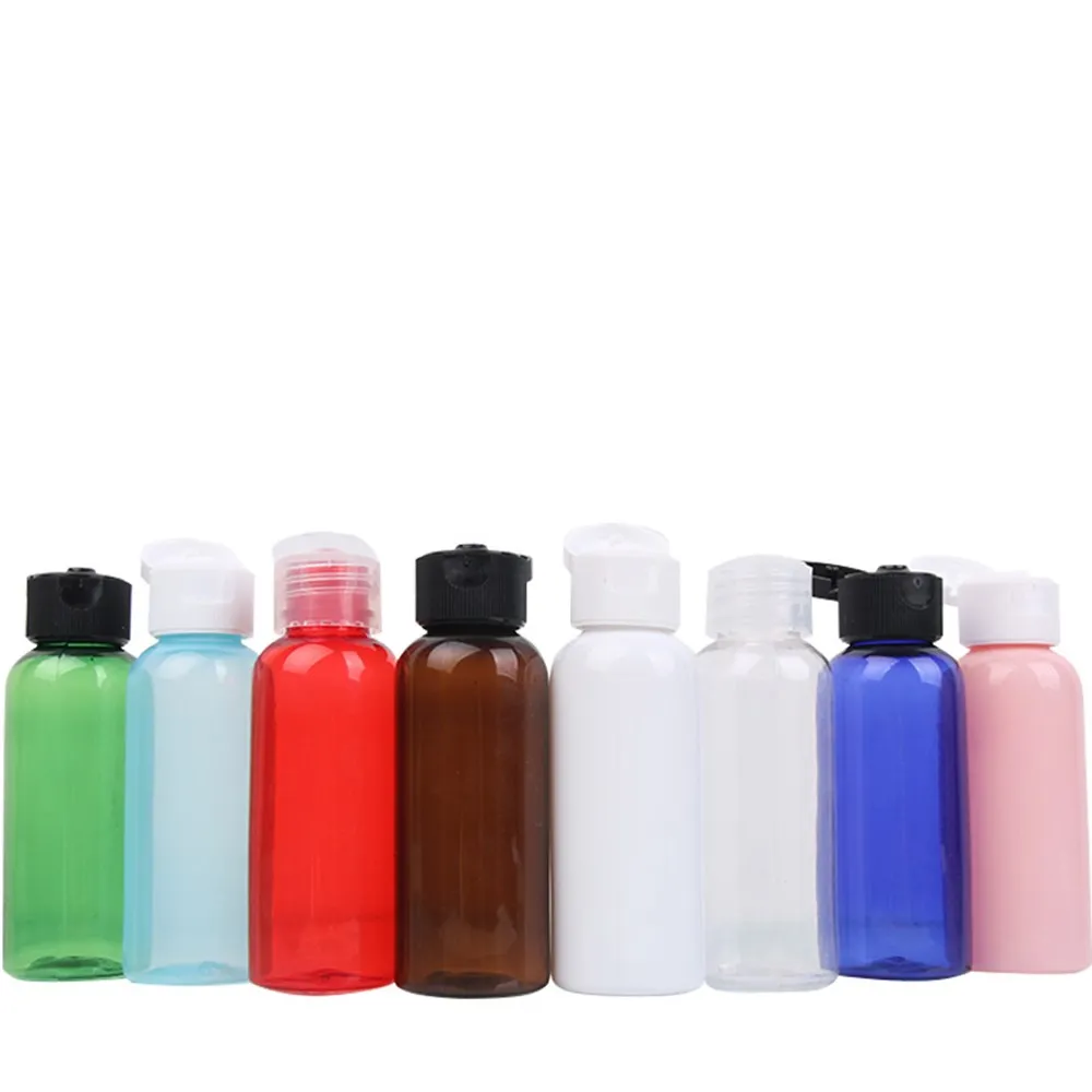 

FreeShip 50+2PCS 50ml PET flip top cap plastic bottle for cosmetic, plastic empty perfume spray bottles 50ml,MR-S-07-1 (7 color)