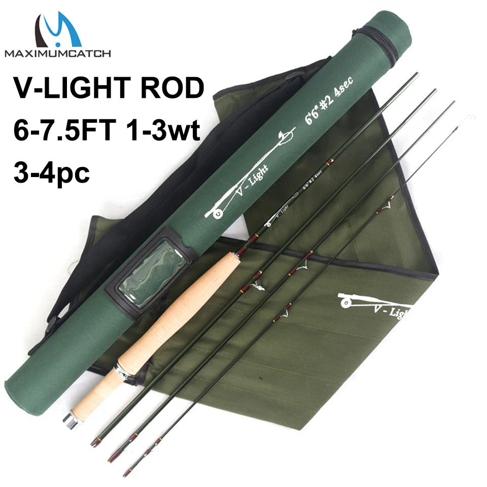 Maximumcatch V-Light 6ft/6.6ft/7ft/7.5ft 1/2/3wt Fly Rod Graphite IM10 Carbon Fiber So Light Weight Fly Fishing Rod