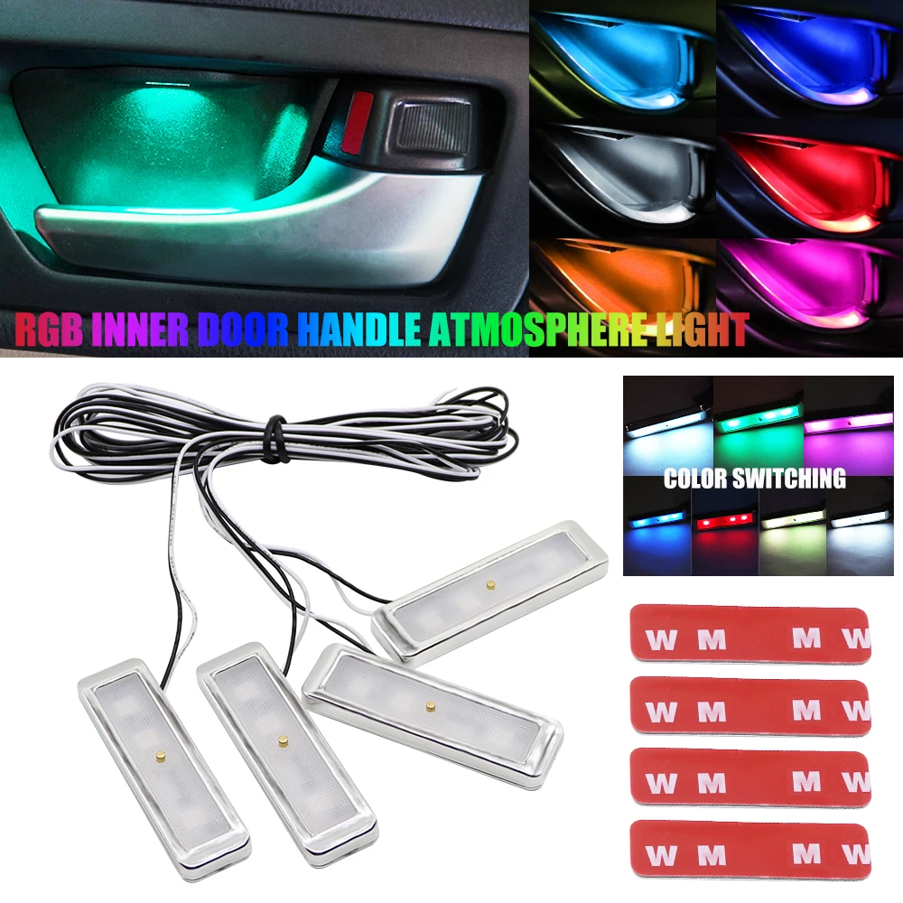 RGB LED Atmosphere Light Eight Modes Automotive Ambient Inner Door Bowl Handle Armrest Light Car Door Interior Decorative Lamp