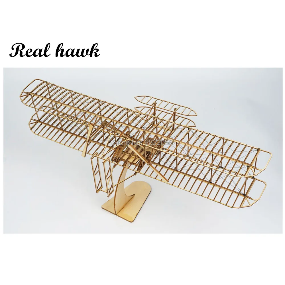 Real Hawk Wright Brothers Flyer 1 scala 1:24 Aircraft Wood Solid DIY Assembly Model Set giocattoli in legno ornamenti regali per bambini