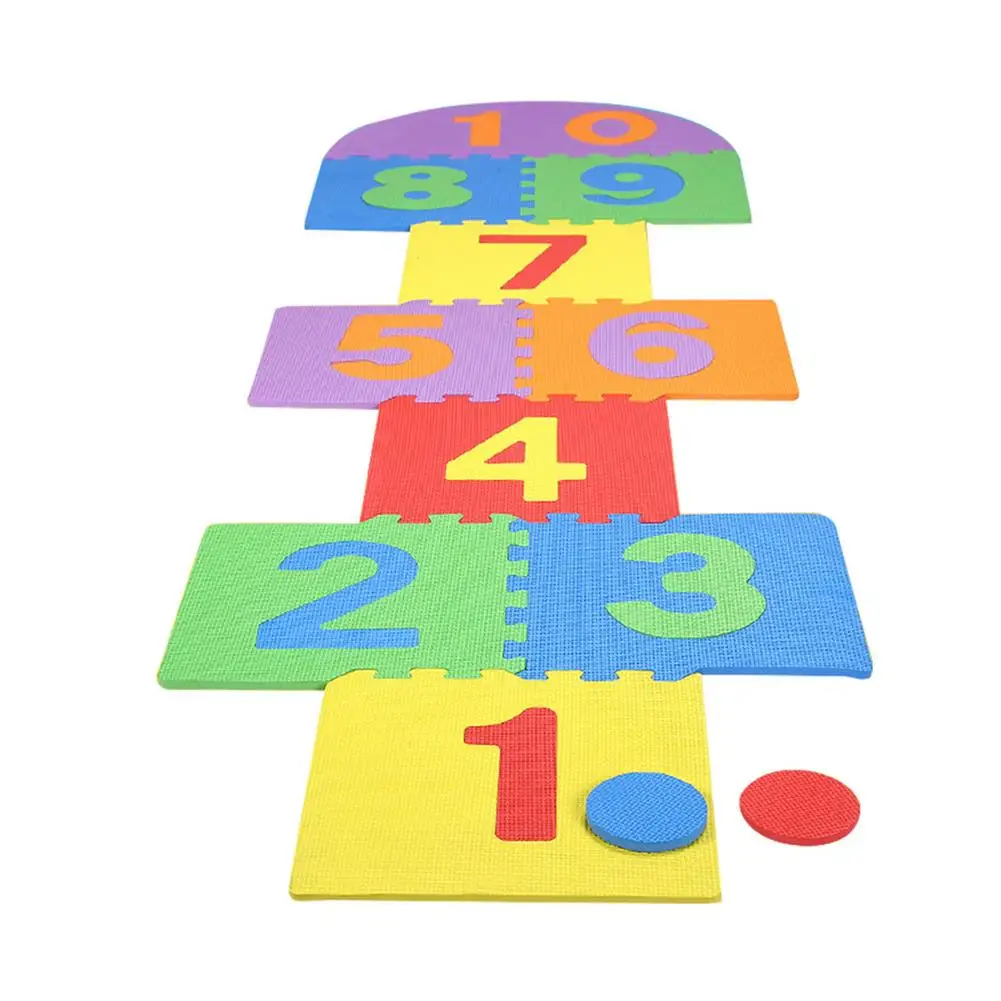 10pcs número hopscotch jogar esteira de espuma macia telhas bloqueio quebra-cabeça números piso almofada caminho decalques playmat para crianças