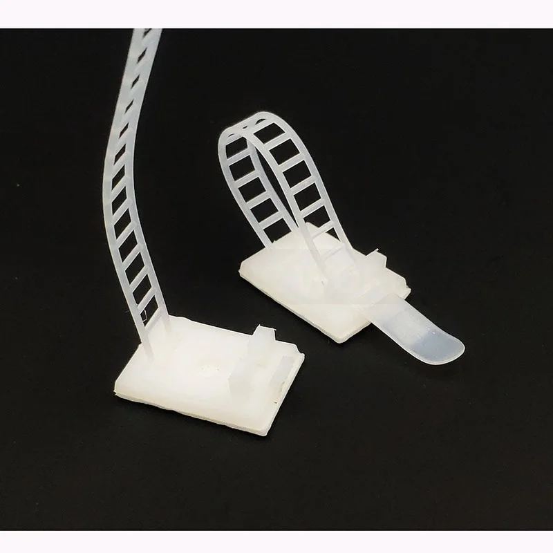 10 Clips de Cable de piezas, abrazadera de alambre de montaje autoadhesiva, abrazadera de línea fija ajustable, soporte organizador, blanco y negro