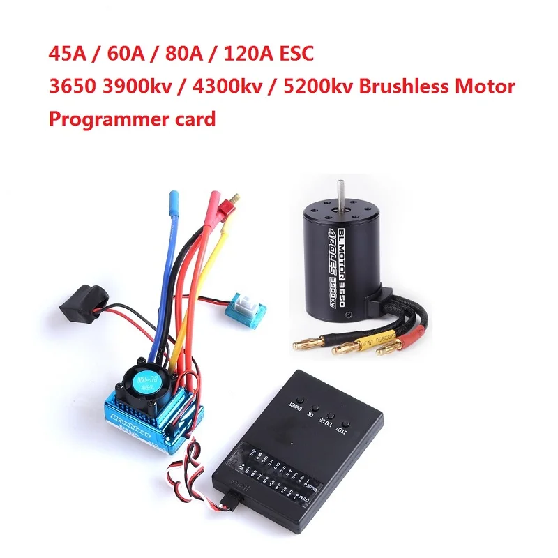 3650 3900kv 4300kv 5200KV Brushless Motor / 45A 60A 80A 120A Brushless ESC Electric Speed Controller Dust-proof for 1:10 RC Car