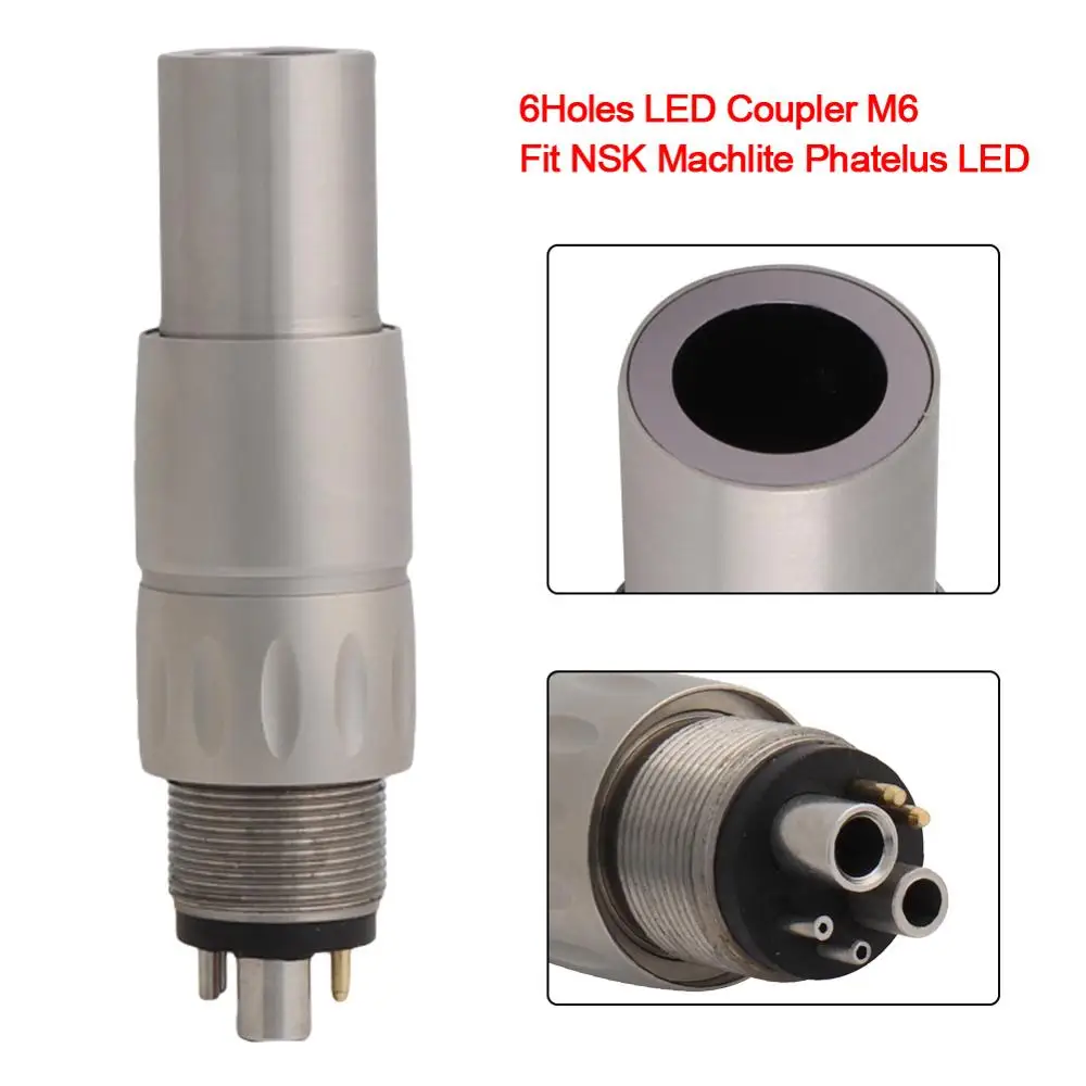 

Dental Coupling 6Holes M6 Coupler/Adaptor for Dental LED Fibre Optic High Speed Handpiece Dental Air Turbine Fit S-MAX M600L