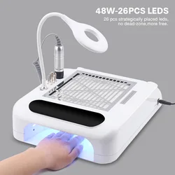 Six-in-one nail machine 48W phototherapy machine polishing vacuum cleaner lighting storage box hand pillow all-in-one machine