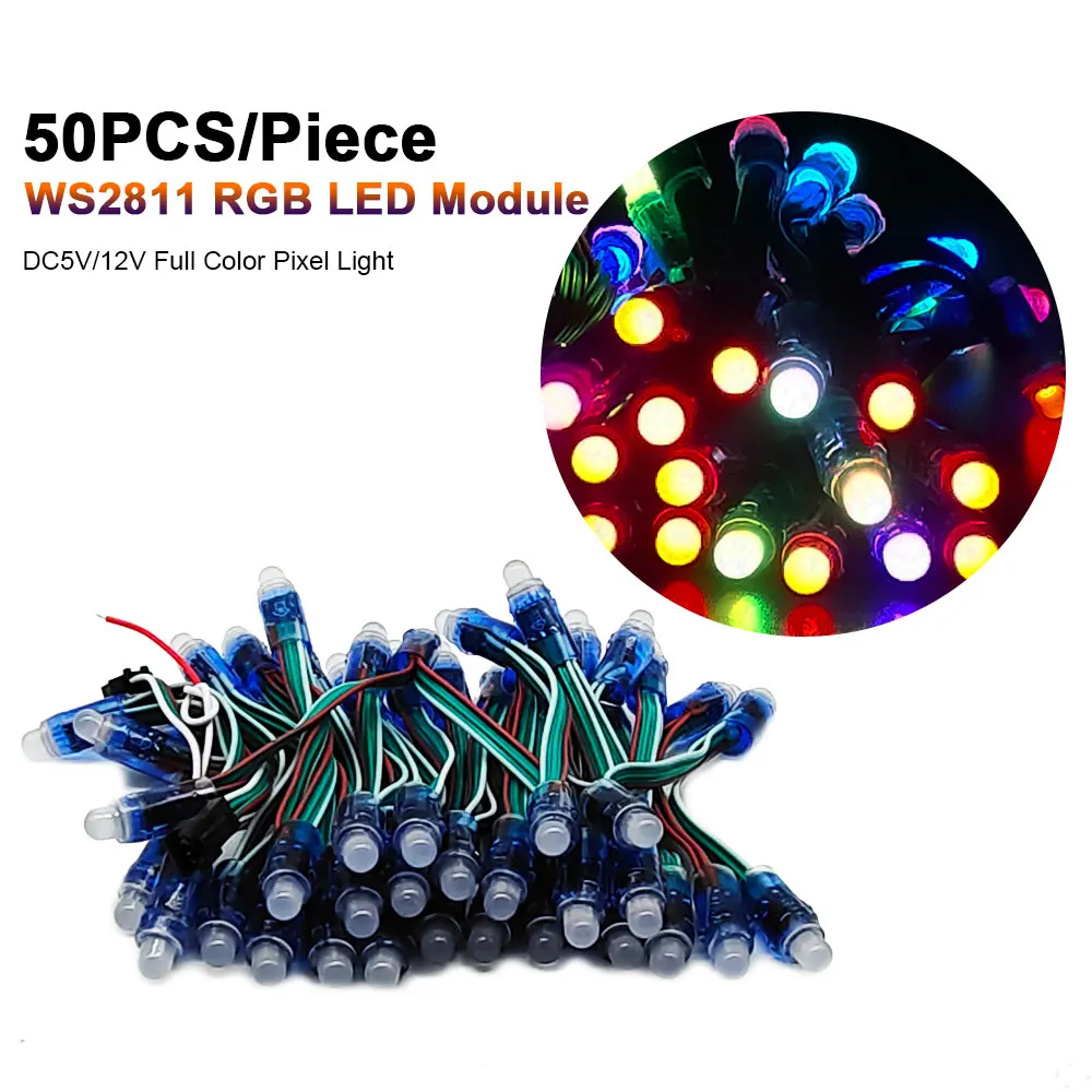 DC5V 12V WS2811 Led String Individually Addressable 3PIN 5050 RGB Strip Light Smart Dream Color Christmas Party IP68 50pcs Lot