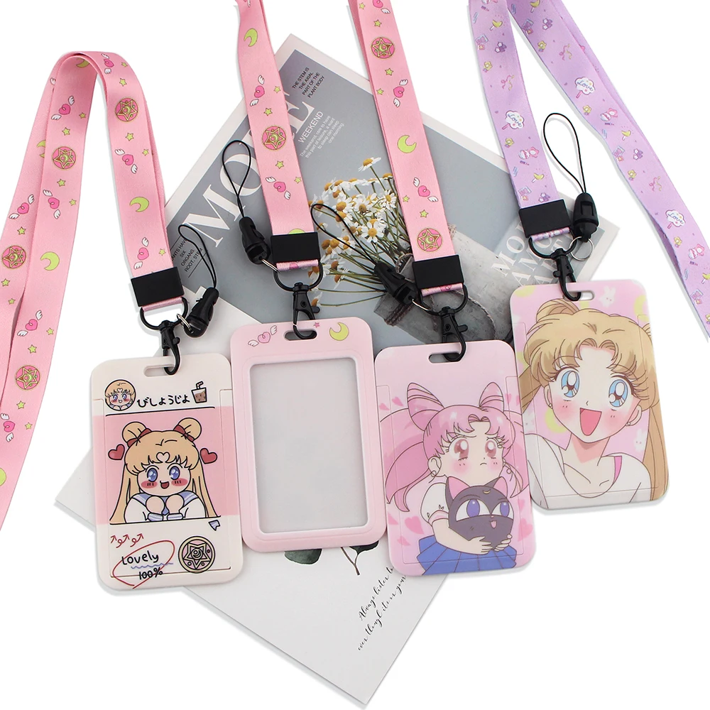 LX592 Hot Anime Beautiful Girl Card Sets Mobile Phone Hang Rope Keycord USB ID Card Badge Holder Keychain DIY Lanyards For Gifts