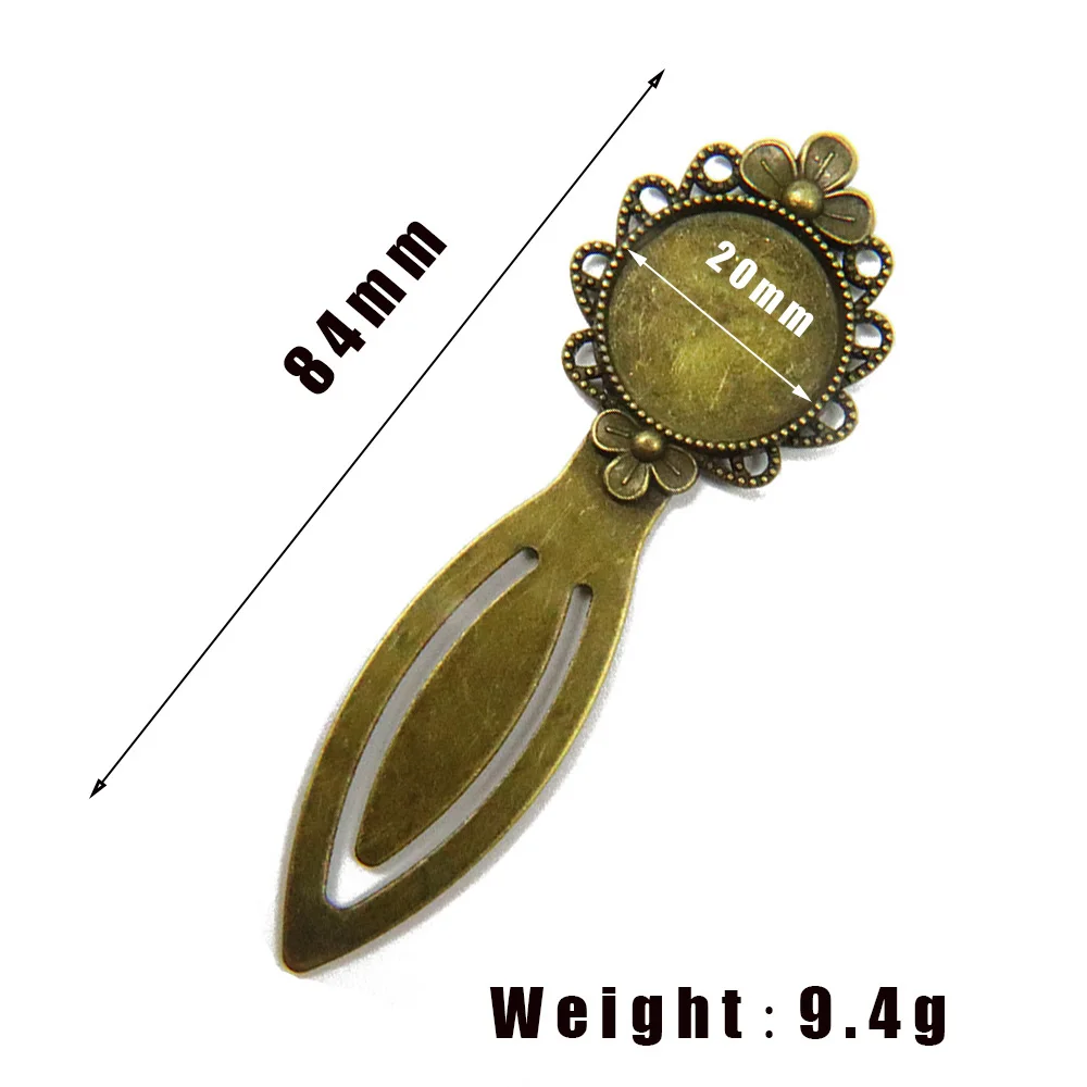 5 Style Mix 20mm Vintage Manual Bookmark Cabochon Tray Base Blank Setting DIY Making Bookmark Jewelry Components