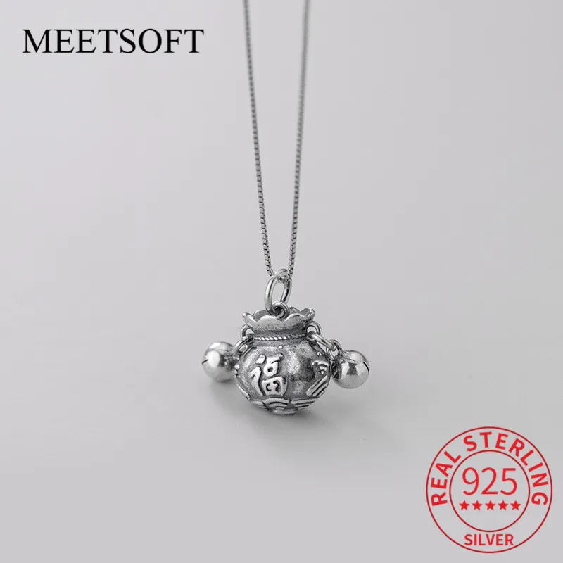 MEETSOFT Vintage 925 Sterling Silver Blessing purse Pandent Charms Special of DIY Handmade Jewelry Accessory (Without chain)