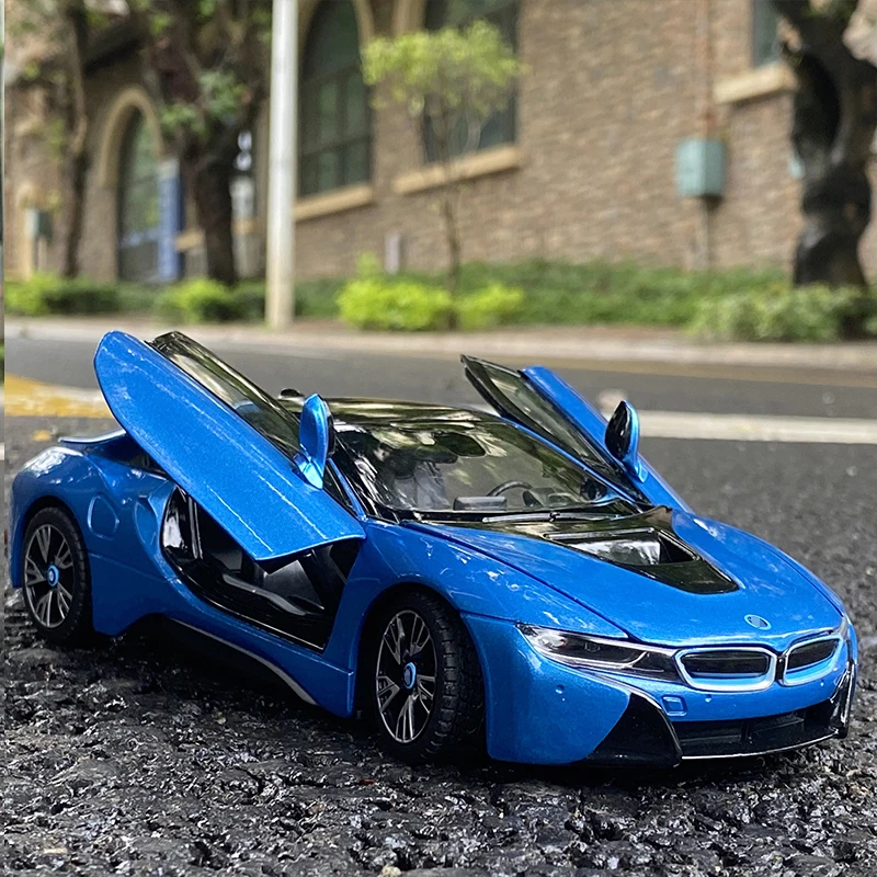 Free delivery 1:24 I8 Supercar alloy car model Diecasts & Toy Vehicles Collect gifts Non-remote control type transport toy