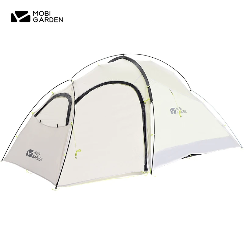 MOBI GARDEN Ultralight 2.42Kg 3 Person Camping Tent 20D Silicon With Front Hall Waterproof Portable Hiking Travel Tent With Mat