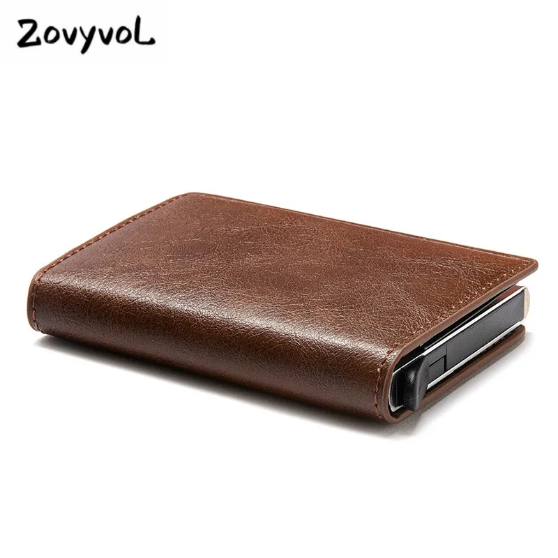 

ZOVYVOL Card Wallet Men Credit Card Holder Blocking Rfid Wallet Leather Unisex Security Purse Mini Aluminium Metal Slim Business