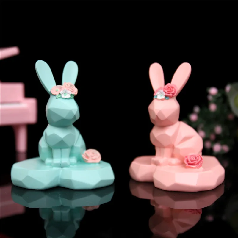

Nordic Geometric Rabbit Creative Small Ornaments Toys Cute Cartoon Ornament Model Gifts.