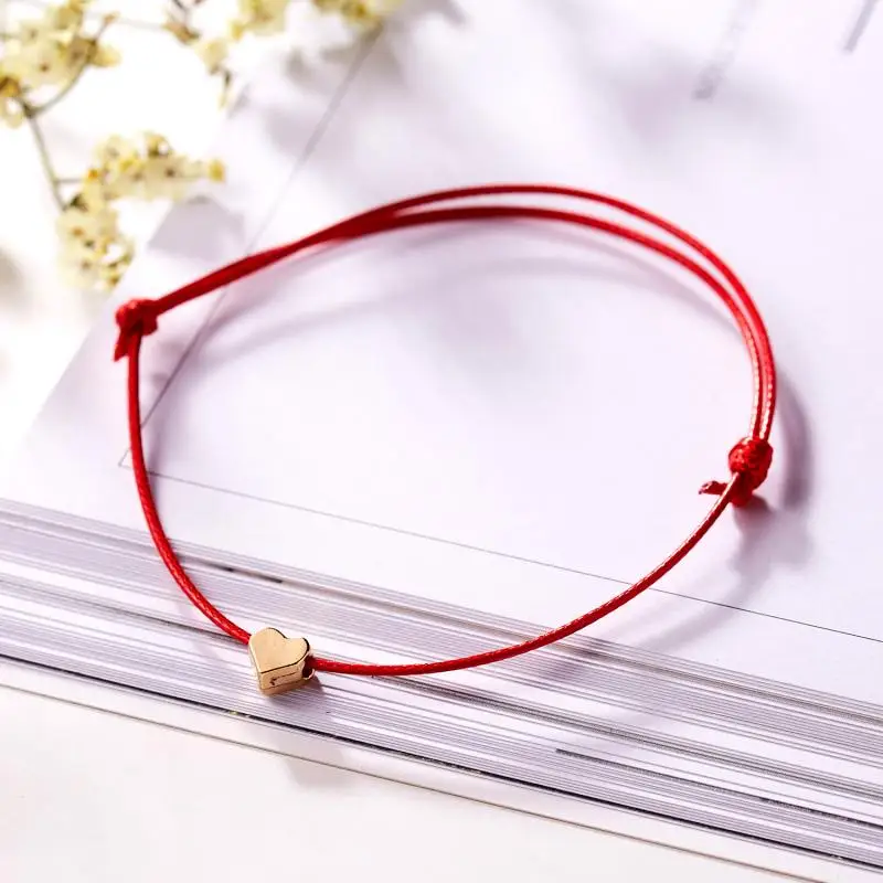 2019 unisex Charm  5 colour Adjustable Rope String Woven Bracelet Minimalist Heart Star For Women Lovely Bead Bangles Jewelry