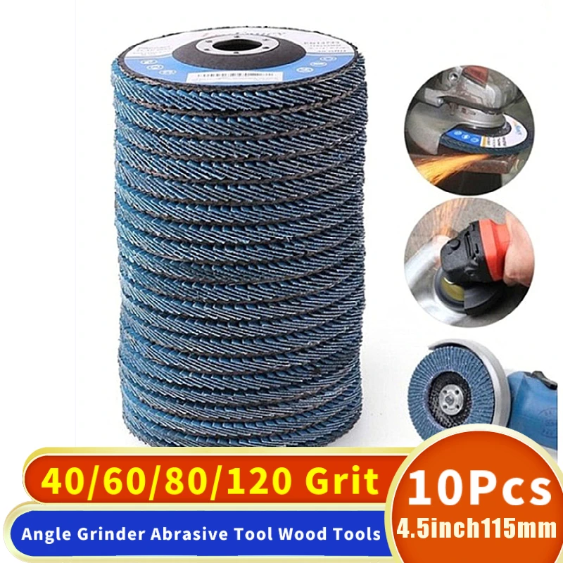 10pcs Grinding Wheels Flap Discs Sanding Discs 115mm 4.5 Inch 40/60/80/120 Grit Angle Grinder Abrasive Tool Wood Tools