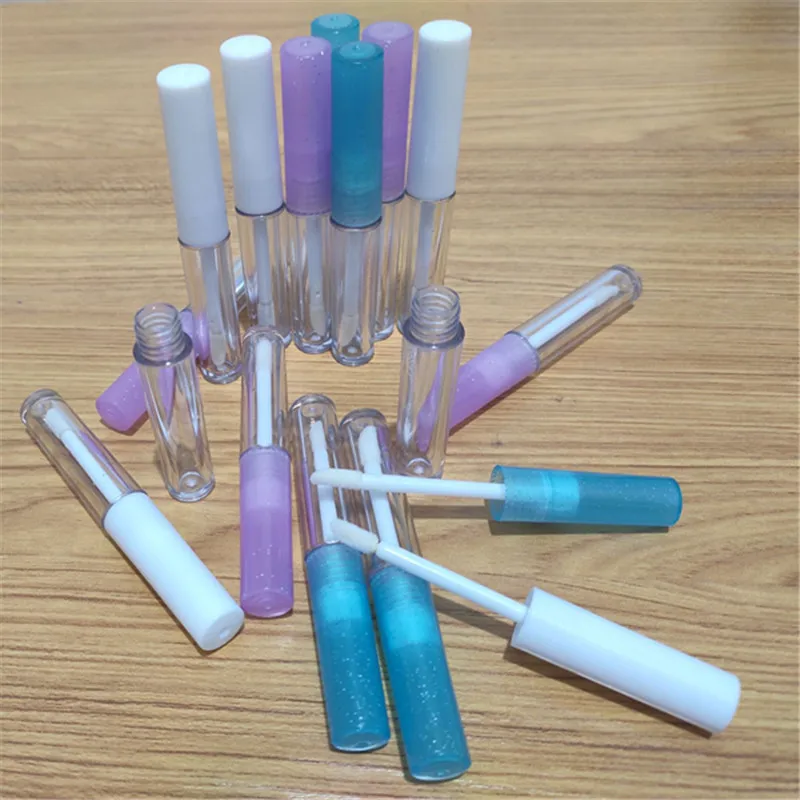 

1.3ml Empty Clear Lip Gloss Tubes Plastic Lip Balm Tube Lipstick Mini Sample Cosmetic Container With Purple/Blue/White Cap