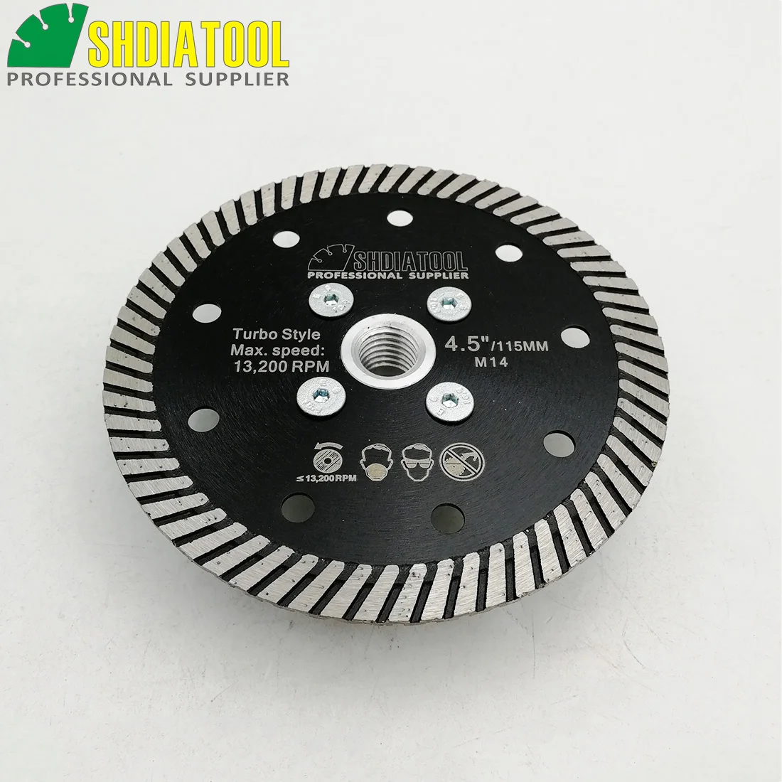 SHDIATOOL 2pcs Dia 4.5 "/115 millimetri Diamante Stampati A Caldo Stretto Turbo Lama Con M14 Filo di Taglio A Disco per Granito Marmo Cemento