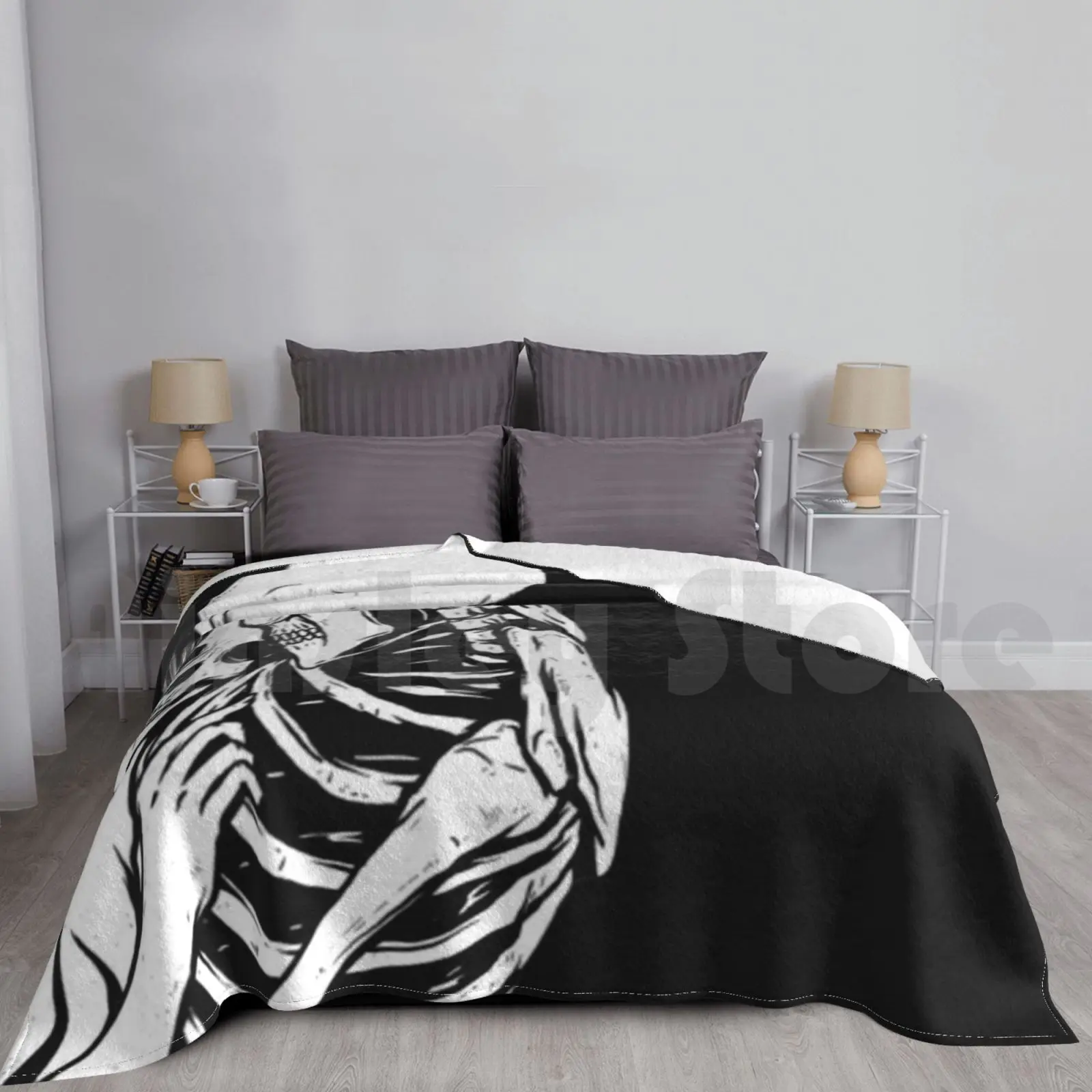 

Skull Head For Halloween Blanket Fashion Custom Idea Mouth All For Everyone Skull Bone Death Dead Metal Metal