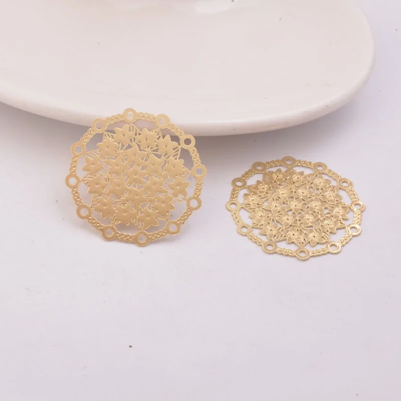 50 Stück AB4136 30mm Runde Blumen-Verbinder aus Metall-Messing für Schmuck- und Ohrring-Zubehör – Detail 11