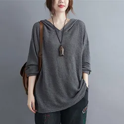 Women Long Sleeve Casual Hoodies New 2021 Autumn Simple Style Solid Color Loose Female Hooded Cotton Tops B1040