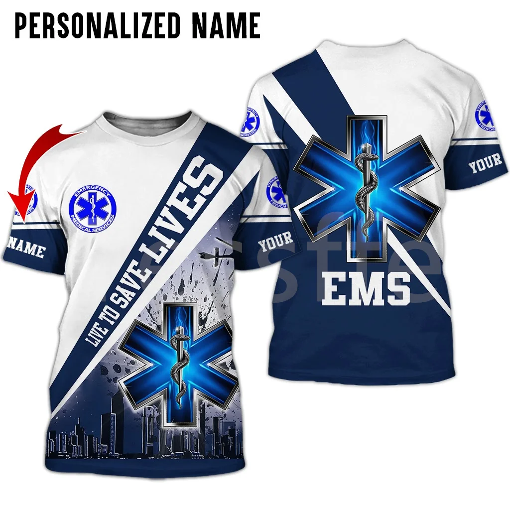 Tessffel Emergency Medical Service Technician EMT EMS Paramedic Hero New Fashion Unisex Casual 3DPrint Short Sleeve T-Shirts s-5