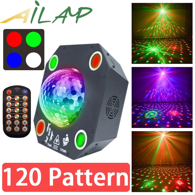 120 pattern laser projector stobe light dmx stage light colorful dj ktv disco light music control club bar laser lighting effect