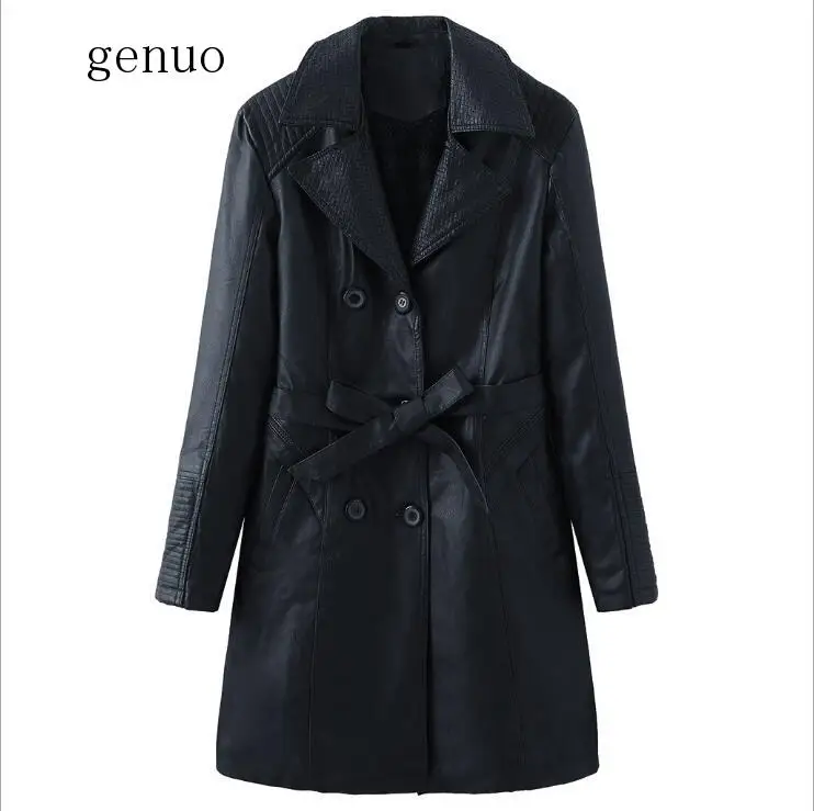 Casaco de inverno feminino manteau femme hiver casaco longo jaqueta de couro do falso botões casaco outwears abrigos mujer invierno 2020