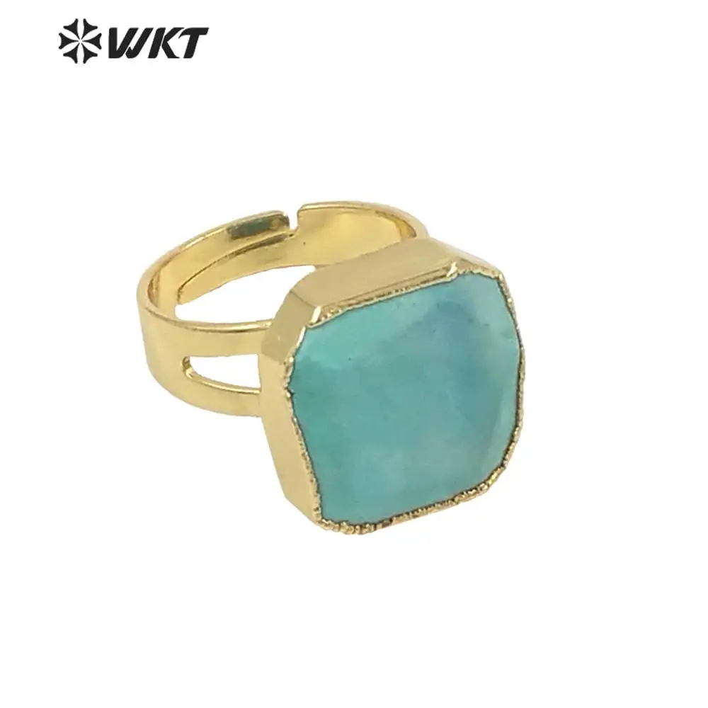 

WT-R216 Fashion And Classic Gem-stones Rings Jewelry Turquoises Adjustable Ring With Gold Electroplated Women Jewelry