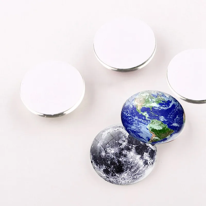 1PCS Glow In The Dark Solar System Planet Moon Earth Picture Round Glass Cabochon 12/16/20/25/30/40MM Diy Jewelry Accessories