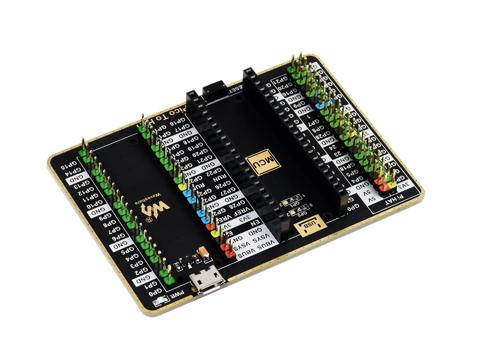 Waveshare GPIO Expander untuk Raspberry Pi Pico, 1x Raspberry Pi Standard 40PIN, 1x Pico 2 × 20PIN