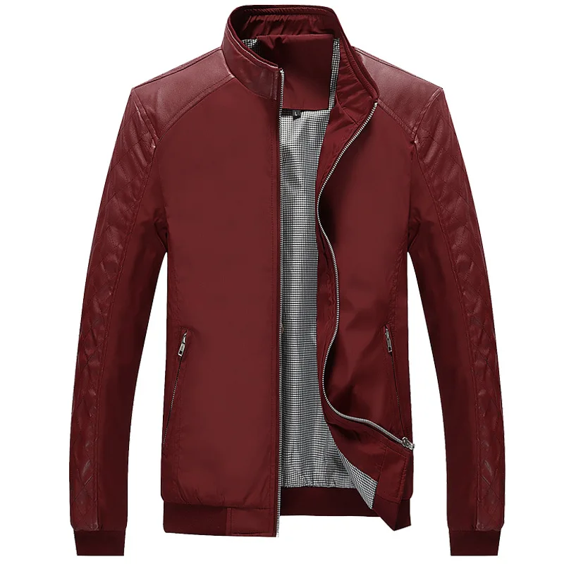 

MRMT 2024 brand spring new youth jacket jacket men's thin section pu leather stitching solid color casual jacket clothing