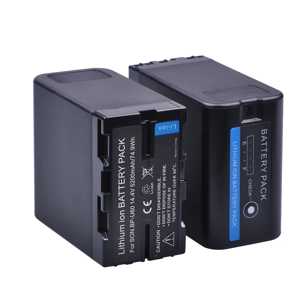 

2Pcs 5200mAh BP-U90 BP-U60 BP U60 BPU60 Battery for Sony PMW-100 PMW-150 PMW-160 PMW-200 PMW-300 PHU-60K PMW-EX1 EX3 EX280 EX260