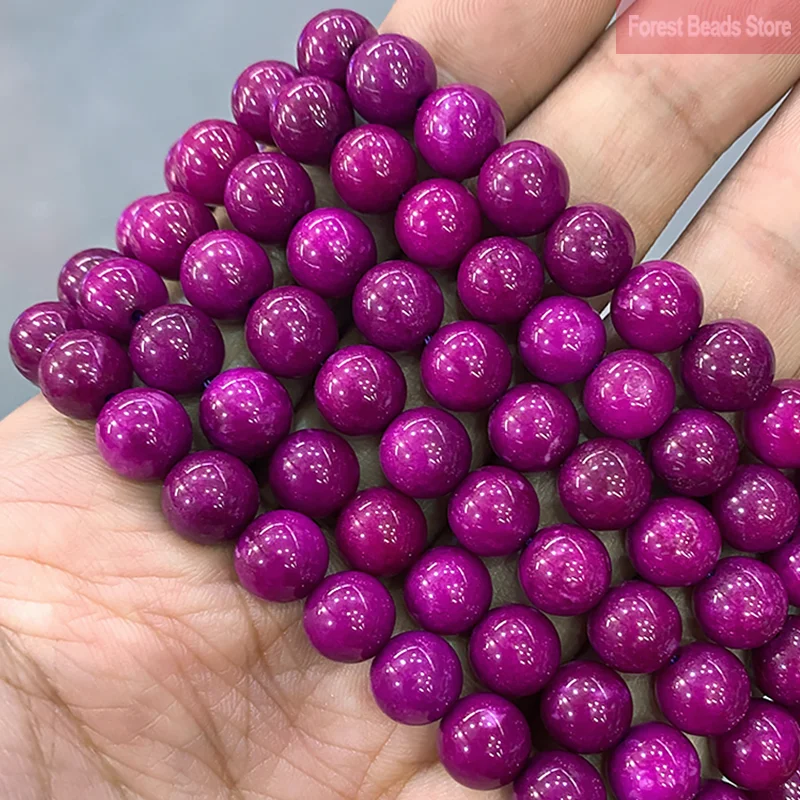 Natural Smooth Purple Jasper Chalcedony Round Beads Diy Bracelet Necklace Ear Studs for Jewelry Making 15