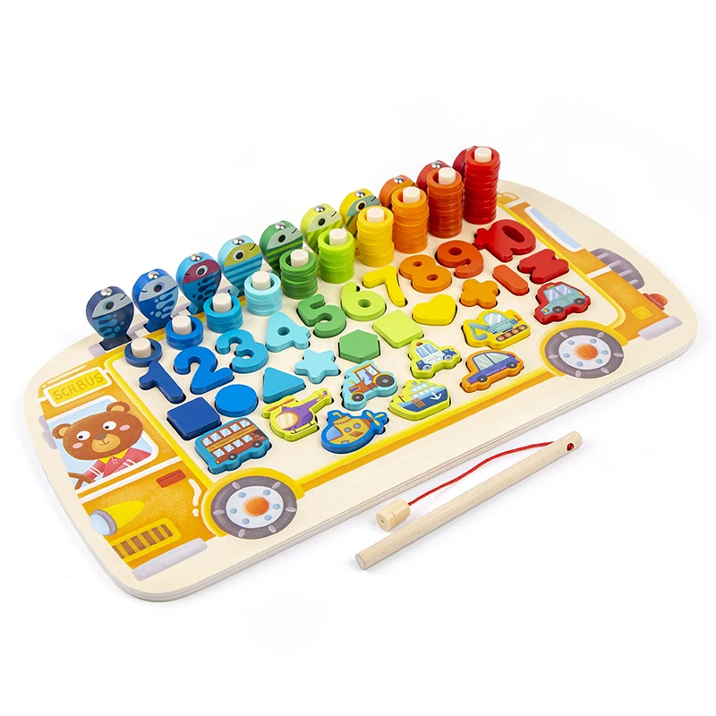 Kinder Holz Frühen Bildung kinder Logarithmischen Bord von Fischerei Mathematik Kognitive Spiel Montessori Spielzeug Kinder Mädchen Junge