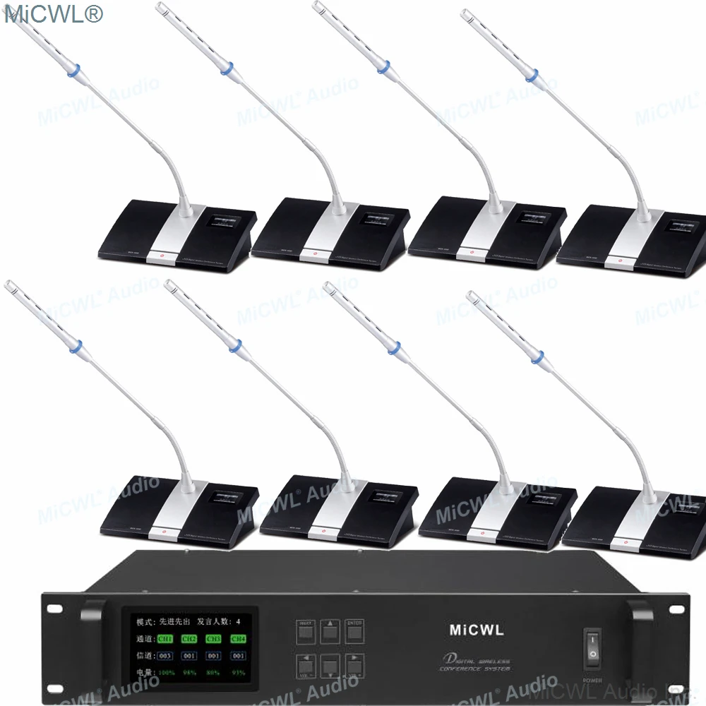 

MiCWL Digital Receiver Wireless Gooseneck Conference Microphone System A10M-A103 President and Delegate Desktop Mic Unit