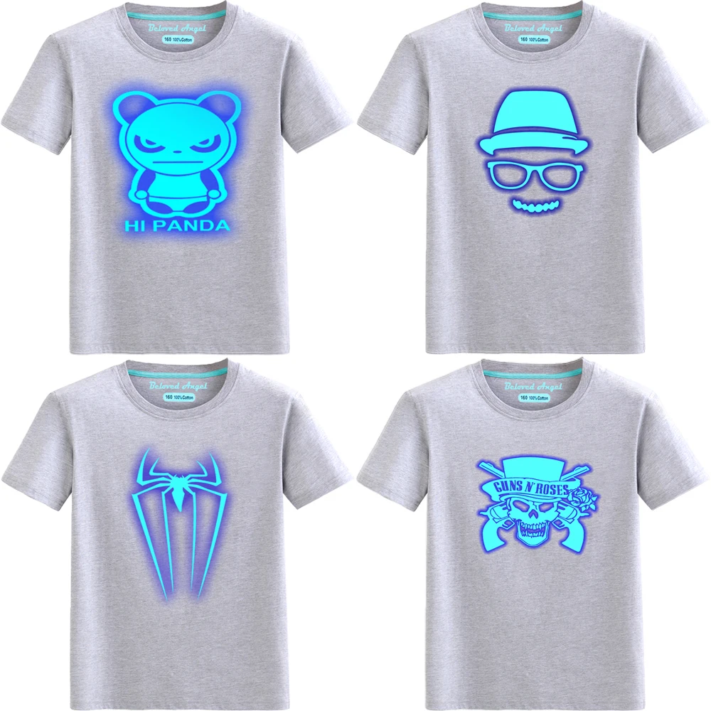 Cartoon Toddler Children Game Character Print Luminous T-shirts Kids Summer Tee Shirt Boys Girls Tops Christmas Baby Clothing