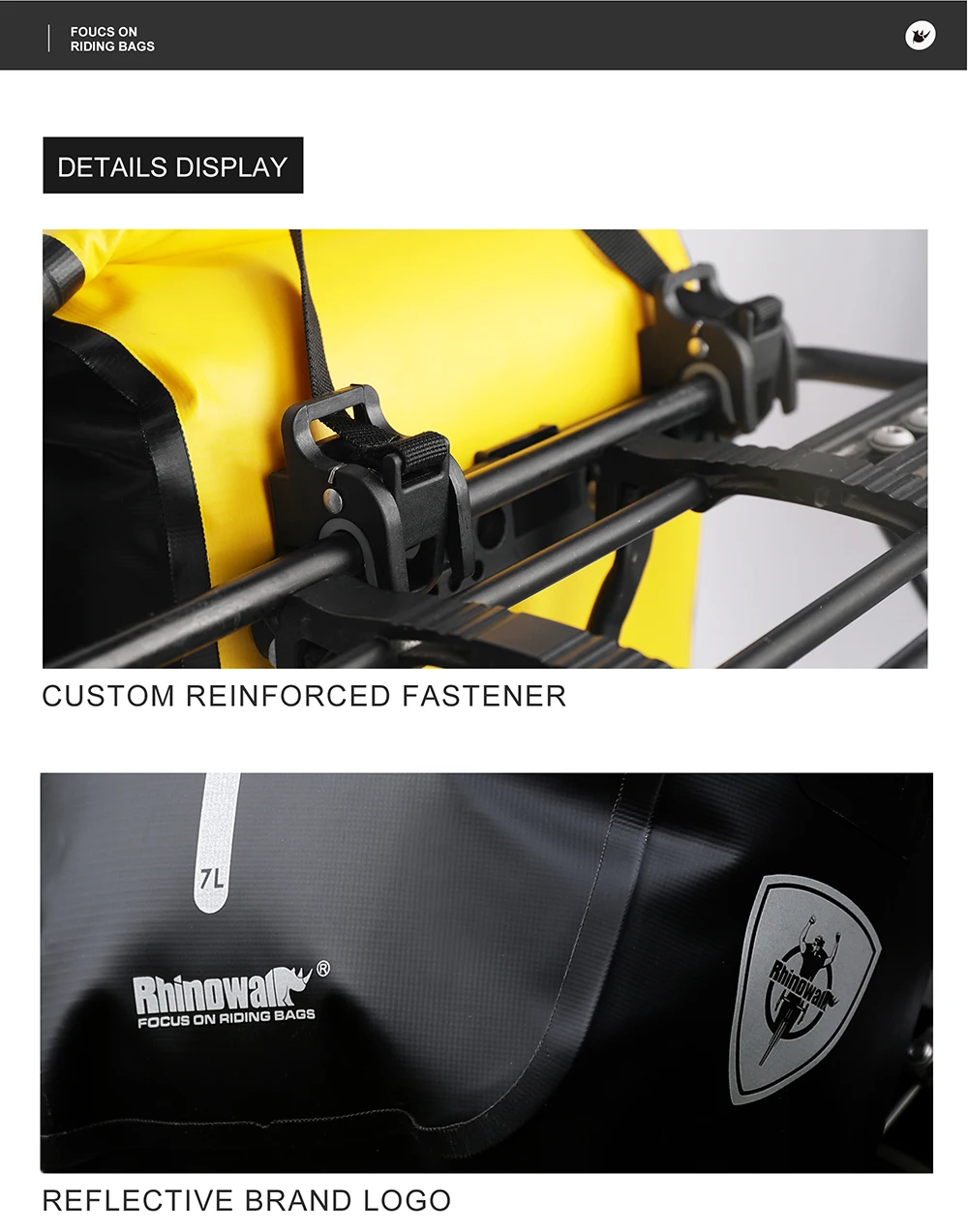 Rhinowalk Fahrradtasche, 7 l, erweitern, 10 l, wasserdicht, Fahrradtasche, Gepäckträger, Kofferraumtasche, MTB, Rennrad, Radfahren, Umhängetasche, Zubehör – Detail 14