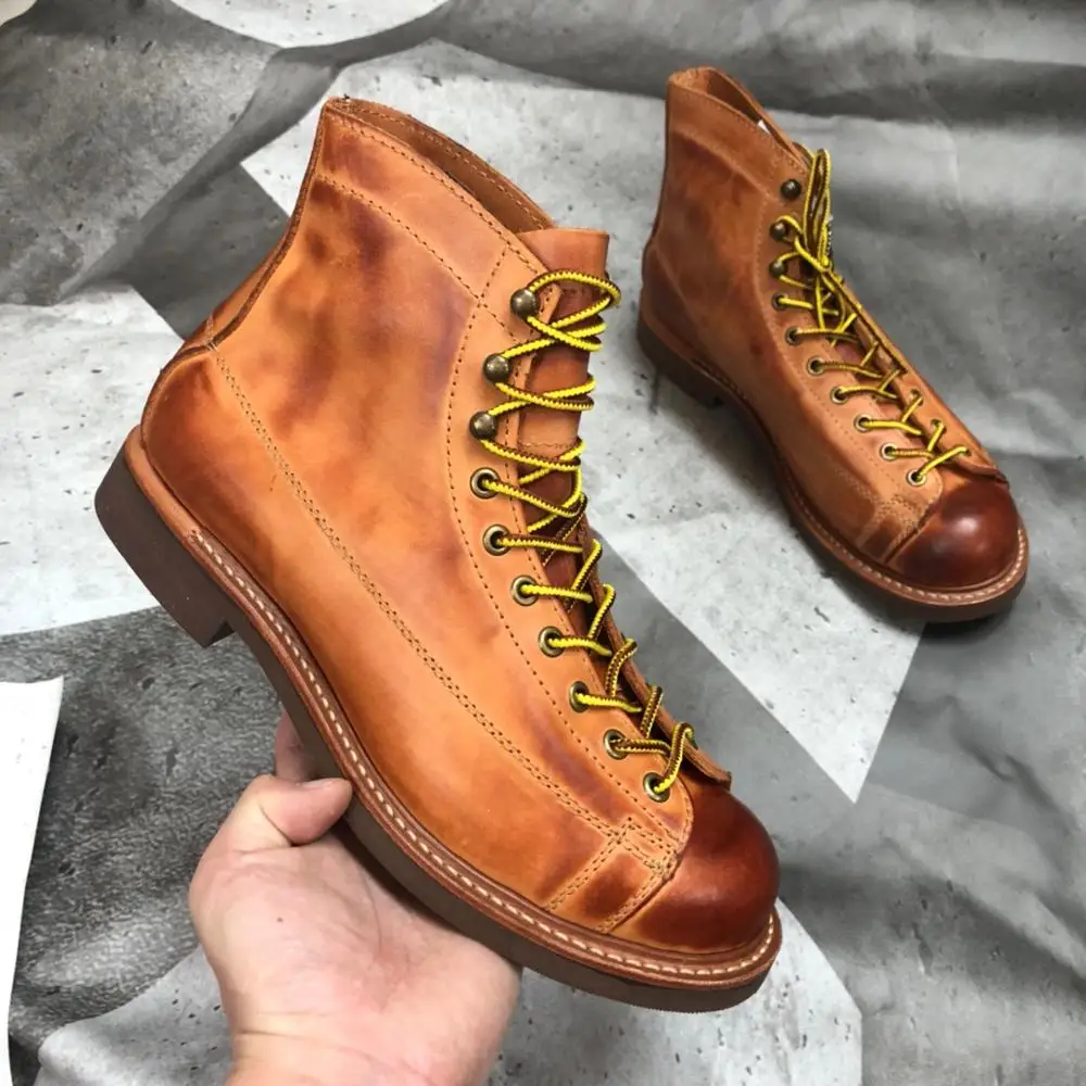 YQ2996 RockCanRoll Genuine Italian Cow Leather Handmade Durable Goodyear Welted American Work Boots Size 35-52 Super Quality