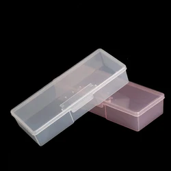 1PC Nail Art Rectangle Plastic Transparent Storage Box Nail Rhinestone Brush Pen Buffer Grinding Files Container Case
