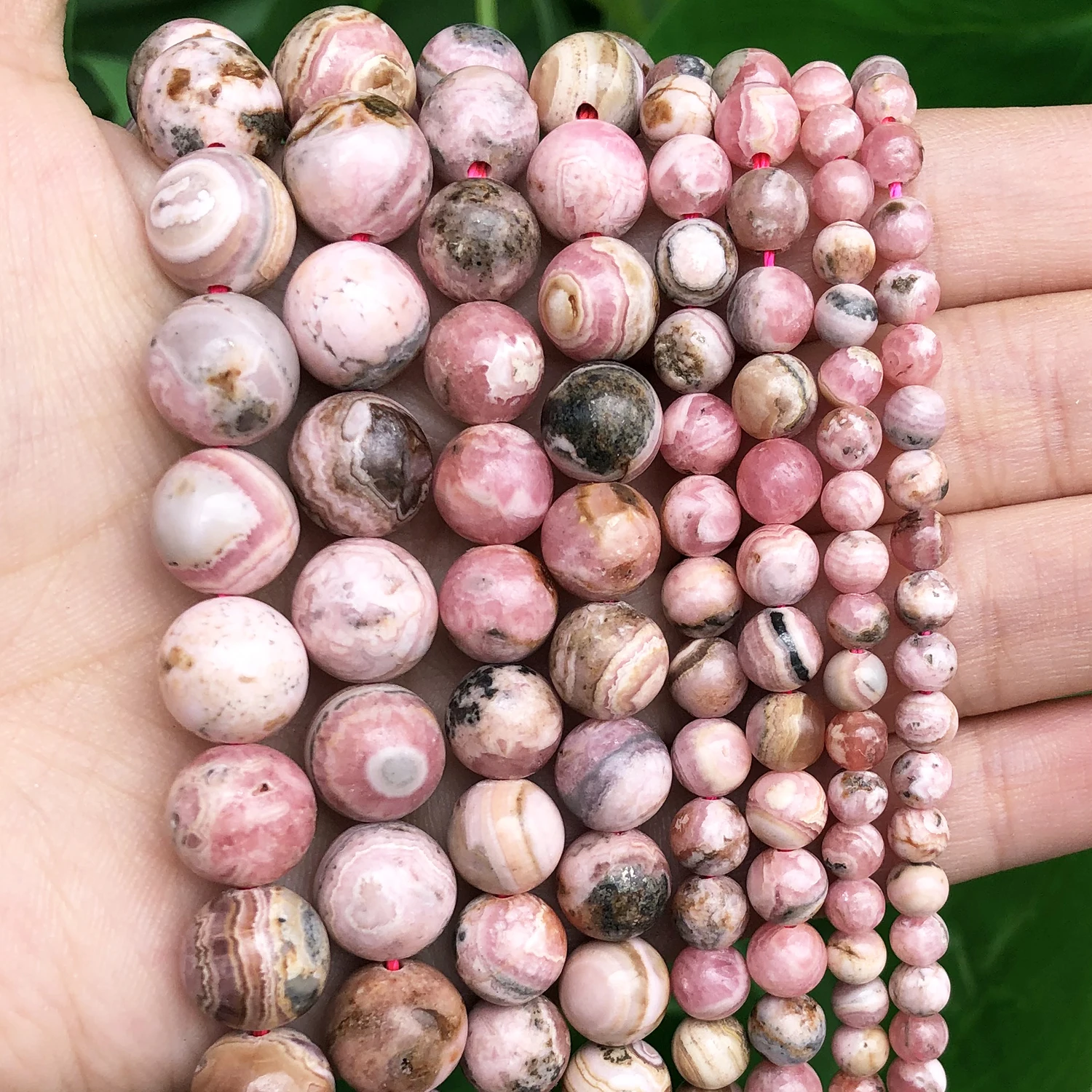 AAA Grade Natural Argentina Rhodochrosite Genuine Stone Round Loose Beads For DIY Making Jewelry Bracelet Accessories 7.5''