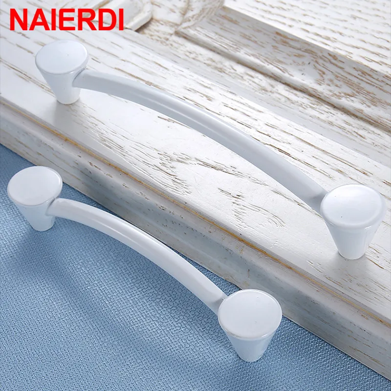 NAIERDI Aluminium Alloy White Cabinet Handles Kitchen Closet Door Knobs and Cupboard Handles Drawer Pulls Furniture Handle