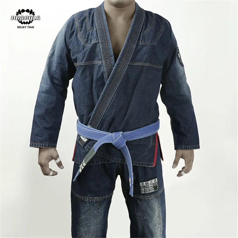 Dracula Bjj  Denim Martial Jujitsu Suit Kimono Arts Clothing Brazilian MMA Teakwondo Judo Fightwear