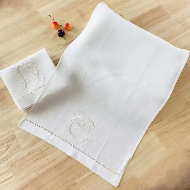 Letters Embroidery  Table Napkin  White Wedding Party Holiday  Decorative  Towel  Rectangular  Hand Towels