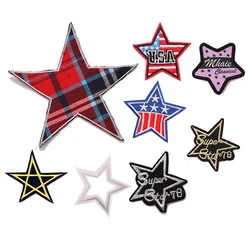 Colorful stars Hollow star icon Iron on Patches for Clothing DIY Stripes Clothes Patchwork Stickers for Children Custom Badges
